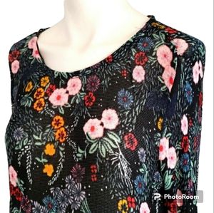 H&M Divided Floral Semi-sheer Cropped long-sleeve Top Shirt, Size S
